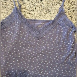 American Eagle Outfitters Purple Floral Crop Top